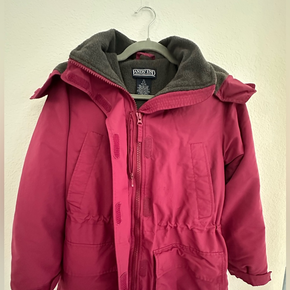 Lands Ends Hot Pink Jacket Petite Size XS 2-4 Good Condition - Picture 4 of 17